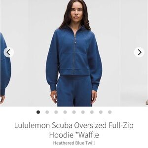 NEW! Lululemon Scuba Oversized Full-Zip Hoodie *Waffle Heathered Blue Twill